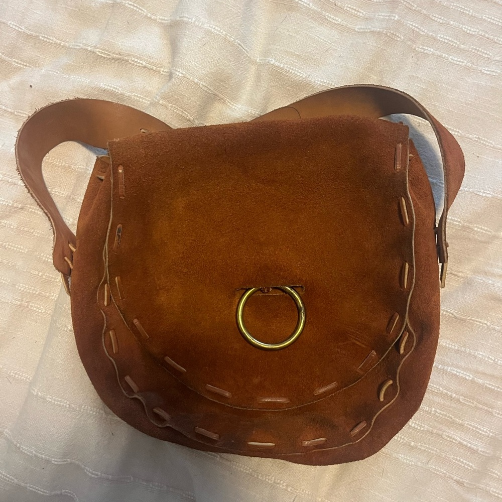 Brown Suede Shoulder Bag